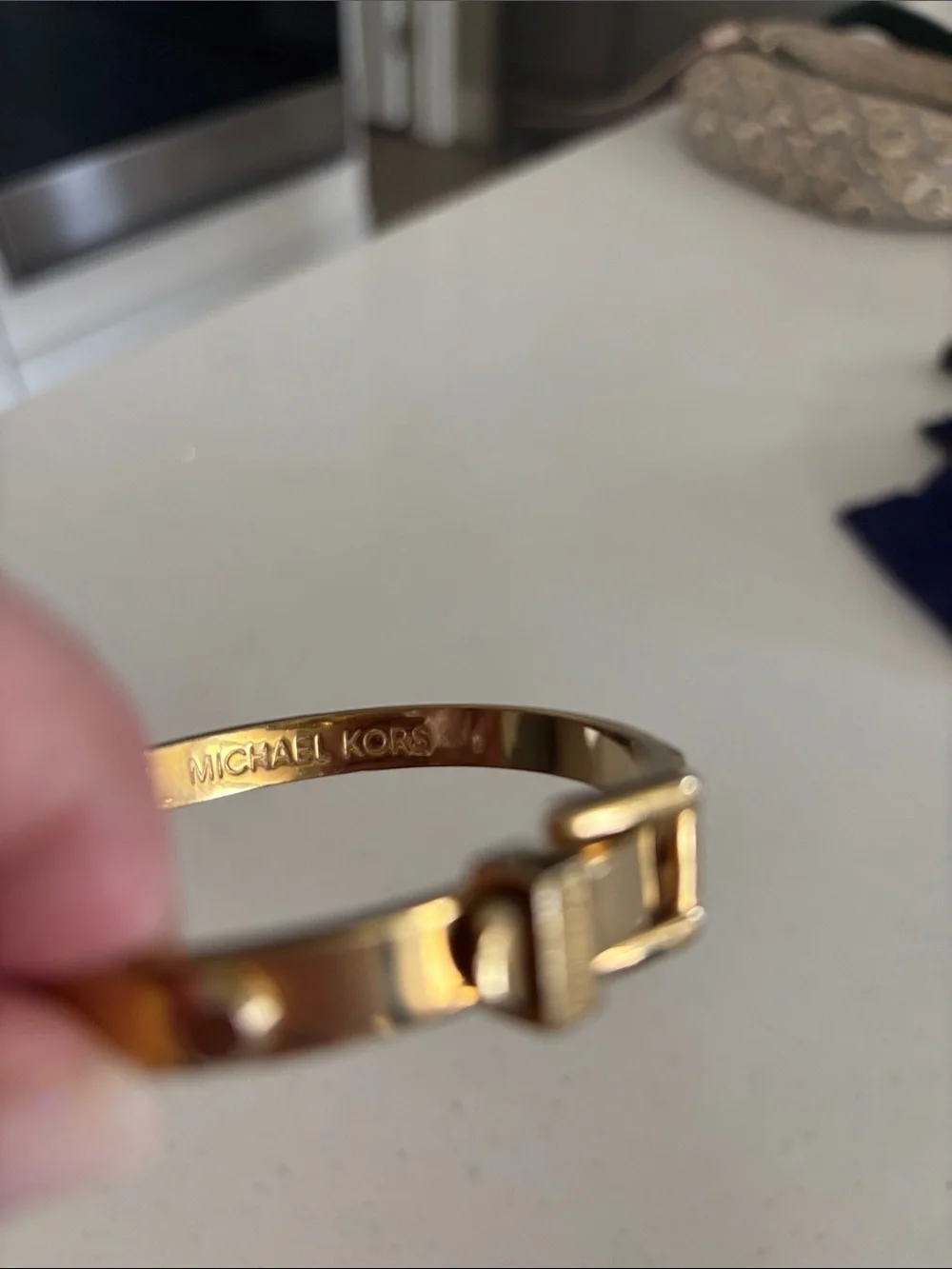 Michael Kors Gold Stud-Accented Hinged Bangle Bracelet